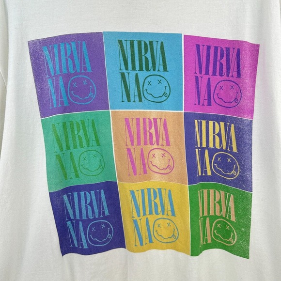 Nirvana Tshirt Mens 2XL White Cotton Graphic Print Pullover Tee Short Sleeve - Picture 4 of 5